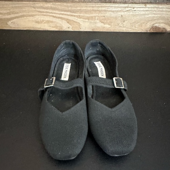 Steve Madden Women's Black Knit Mary Jane Ballet Flat Buckle Closure Size 8.5 - Picture 4 of 9